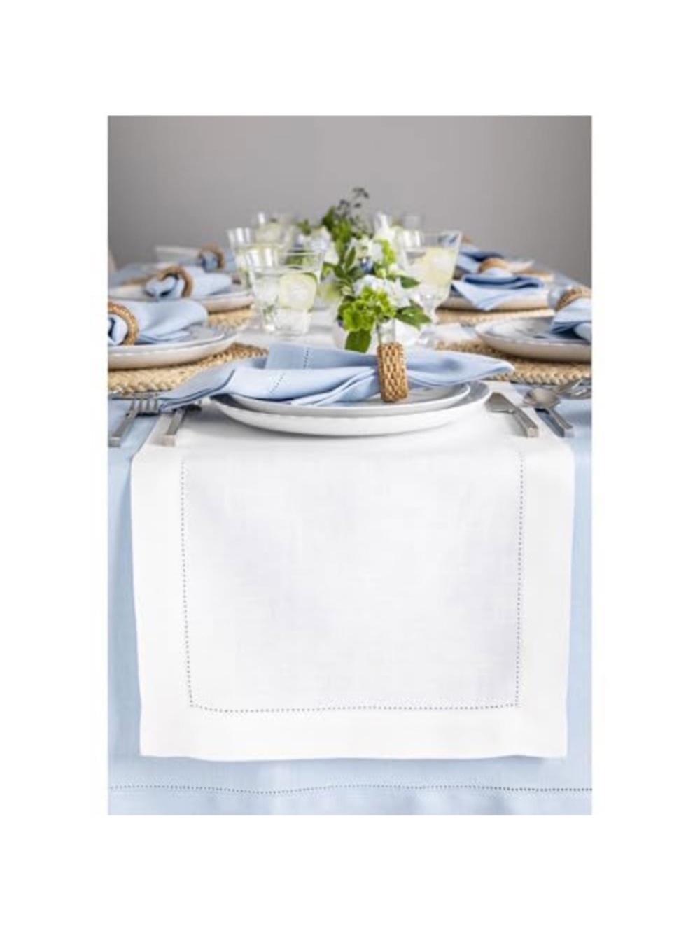 NEW Solino Home Table Runner 90 Inches Long - Classic Hemstitch 100% Pure Linen